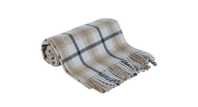 Ambbi Collections Geometric Pattern Wool Throw, Beige Color 130x170 cm (Multicolor) by Urban Ladder - Design 1 Side View - 733228