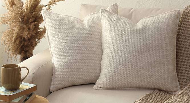 Purvanchal Viscose-Cotton Cushion Cover Gold-Grey (Beige) by Urban Ladder - Front View Design 1 - 733663