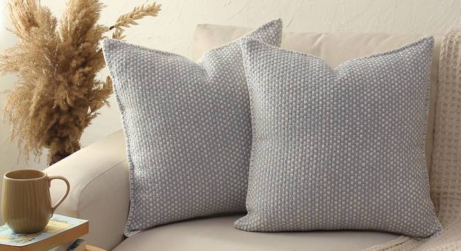 Vindhya Cotton Cushion Cover Natural (Blue) by Urban Ladder - Front View Design 1 - 733665