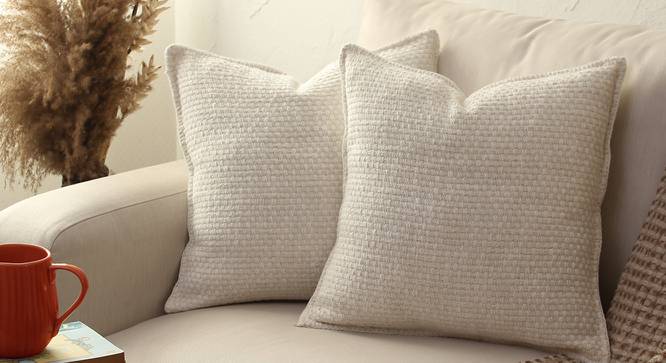 Vindhya Cotton Cushion Cover Light Blue (Beige) by Urban Ladder - Front View Design 1 - 733667