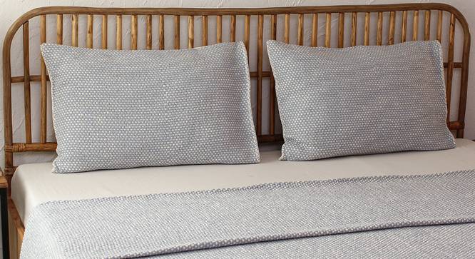 Vindhya Cotton Bedcover Light Blue (Blue, Double Size) by Urban Ladder - Design 1 Side View - 733673