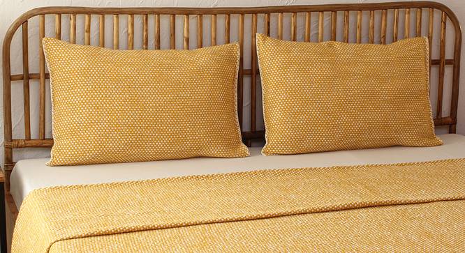 Vindhya Cotton Bedcover Yellow (Yellow, Double Size) by Urban Ladder - Design 1 Side View - 733675