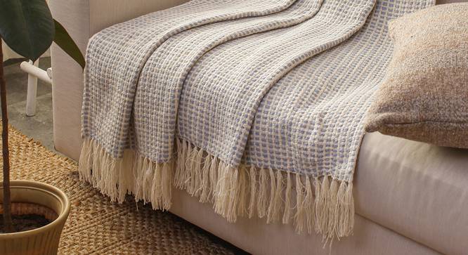 Girnar Cotton Throw Light Blue (Blue) by Urban Ladder - Front View Design 1 - 733731