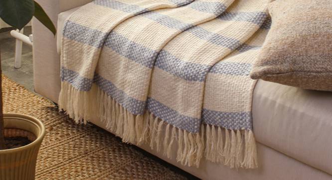 Shivalik Cotton Throw Light Blue (Blue) by Urban Ladder - Front View Design 1 - 733734