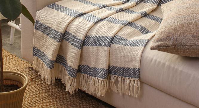 Shivalik Cotton Throw Dark Blue (Blue) by Urban Ladder - Front View Design 1 - 733735