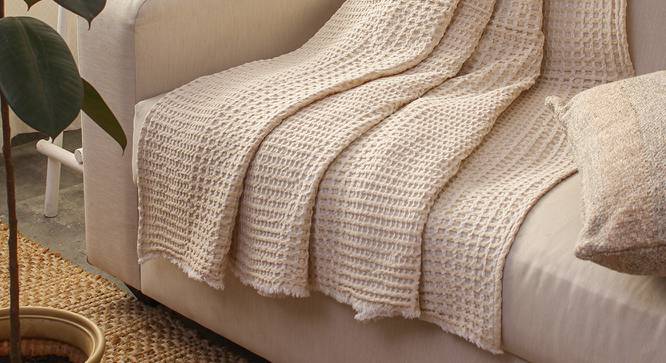 Karakoram Cotton Throw Natural - White (Beige) by Urban Ladder - Front View Design 1 - 733737