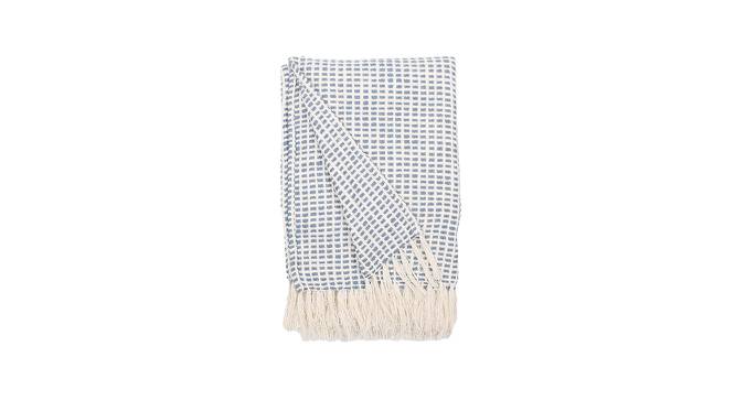 Girnar Cotton Throw Dark Blue (Blue) by Urban Ladder - Design 1 Side View - 733745