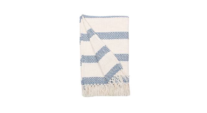Shivalik Cotton Throw Dark Blue (Blue) by Urban Ladder - Design 1 Side View - 733748