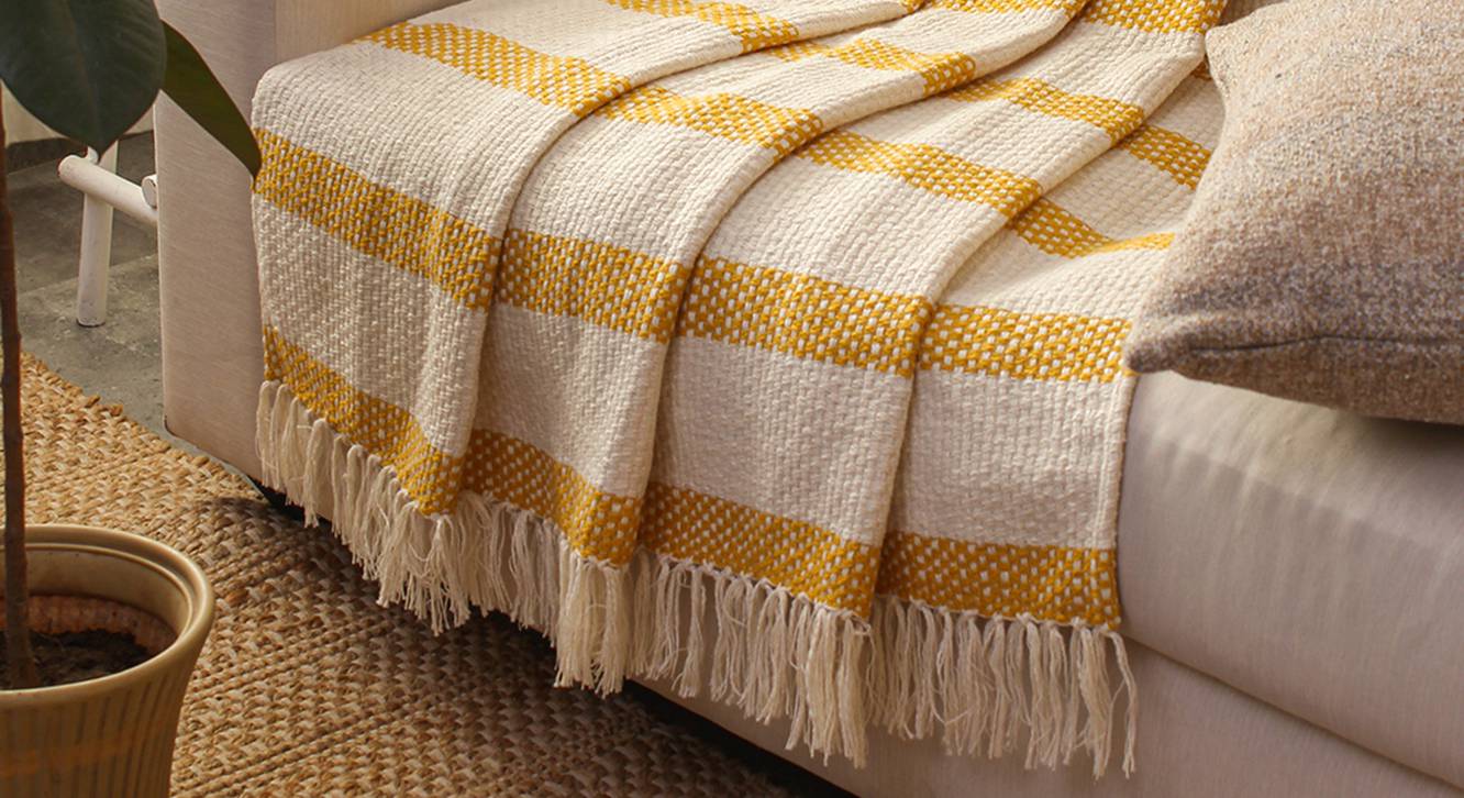 Shivalik Yellow Cotton Throw Urban Ladder