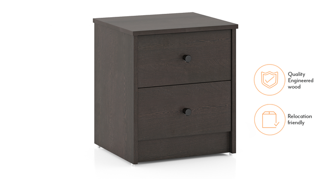 Hazel 2 Drawer Bedside Table - Classic Walnut (Dark Wenge Finish) by Urban Ladder - Storage Image - 733922