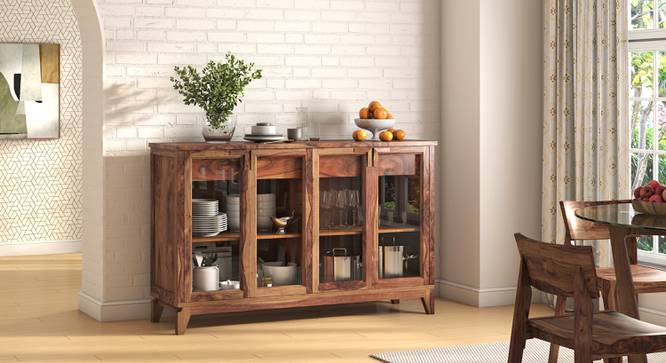 Akira Wide Sideboard (Teak Finish, XL Size, 165 cm  (65") Length) by Urban Ladder - Front View - 