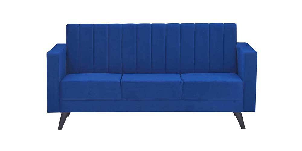 Swindon Tufted Back Fabric Sofa - Blue (Blue, 3-seater Custom Set - Sofas, None Standard Set - Sofas, Fabric Sofa Material, Regular Sofa Size, Regular Sofa Type) by Urban Ladder - - 