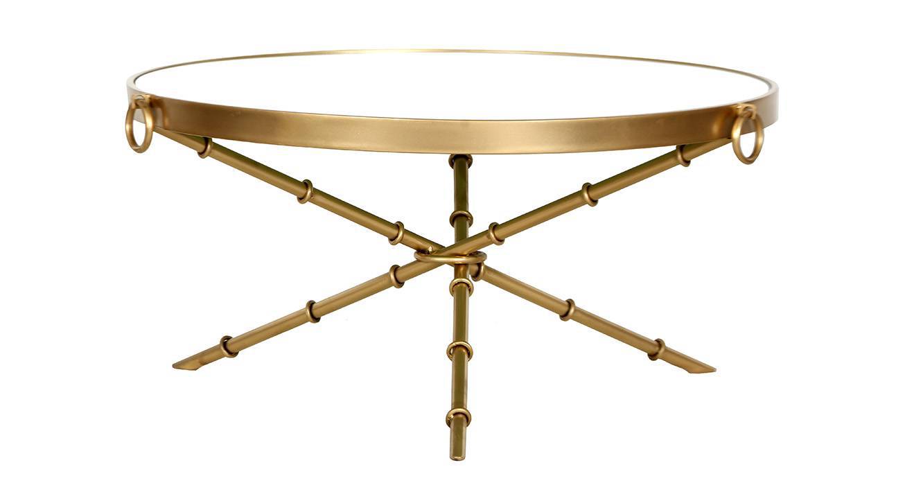 Aldon Round Metal Coffee Table in Golden Finish Urban Ladder