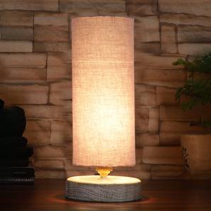 Table Lamps In Chennai Design Tyson Grey cotton table lamp with White Brushed wood base (Grey)