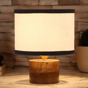 devansh Cosette White & Black Cotton Table Lamp With Natural Wood Base-picture-15