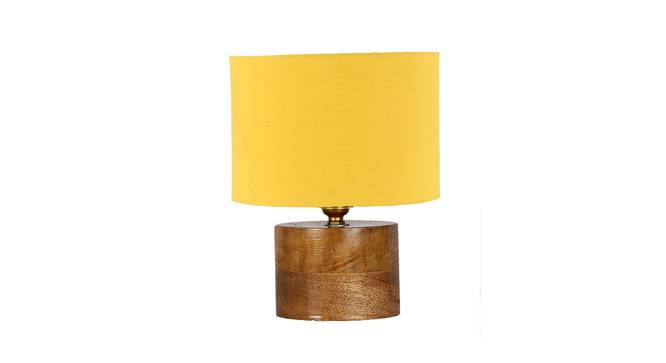 Corinna Yellow Cotton Table Lamp With Natural Wood Base (Yellow) by Urban Ladder - Front View Design 1 - 735775