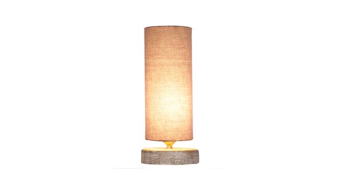 Tyson Grey Cotton Table Lamp With White Brushed Wood Base (Grey) by Urban Ladder - Design 1 Side View - 735782