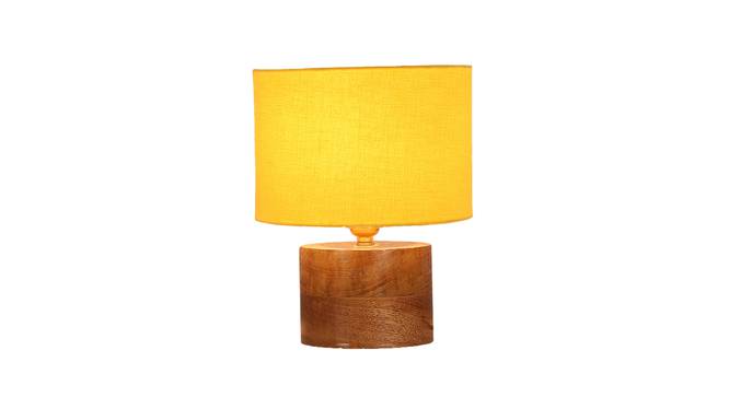Corinna Yellow Cotton Table Lamp With Natural Wood Base (Yellow) by Urban Ladder - Design 1 Side View - 735792