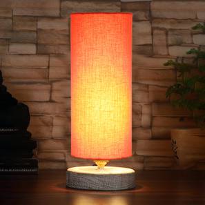 Bernhana Orange cotton table lamp with White Brushed wood base-image-37