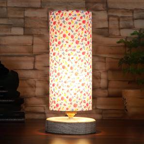 Remy Multicolor Cotton Table Lamp With White Brushed Wood Base-image-4