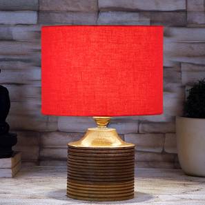 devansh Ava Red cotton table lamp with Natural Wood Base-picture-19