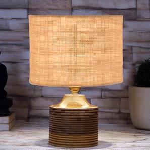 devansh Ezra Beige Jute table lamp with Natural Wood Base-picture-10