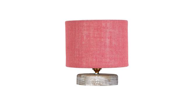 Liam Pink Jute Table Lamp With White Brushed Wood Base (Pink) by Urban Ladder - Front View Design 1 - 735845
