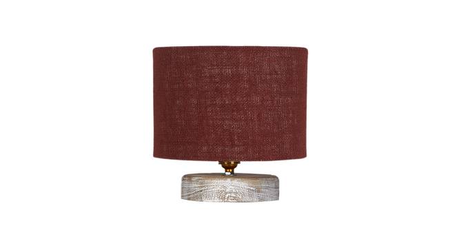 Quinn Maroon Jute Table Lamp With White Brushed Wood Base (Maroon) by Urban Ladder - Front View Design 1 - 735846