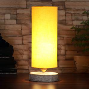 devansh Bruce Yellow cotton table lamp with White Brushed wood base-picture-15