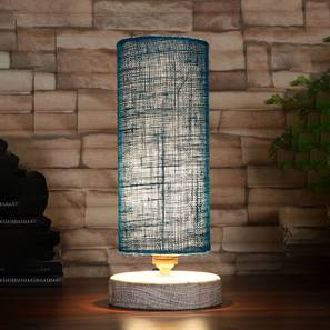 Maria Turquoise Jute lamp with White Brushed wood base-image-2