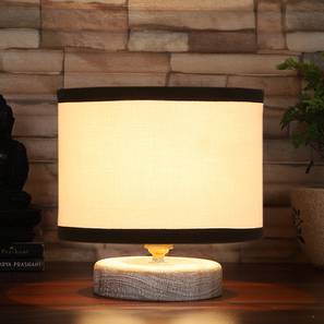 devansh Avery White & Black Cotton Table Lamp With White Brushed Wood Base-picture-17