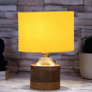 devansh Olivia Yellow cotton table lamp with Natural Wood Base-picture-17