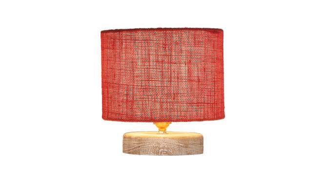 Liam Pink Jute Table Lamp With White Brushed Wood Base (Pink) by Urban Ladder - Design 1 Side View - 735883