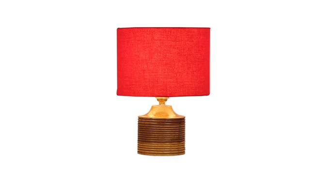 Ava Red Cotton Table Lamp With Natural Wood Base (Red) by Urban Ladder - Design 1 Side View - 735887