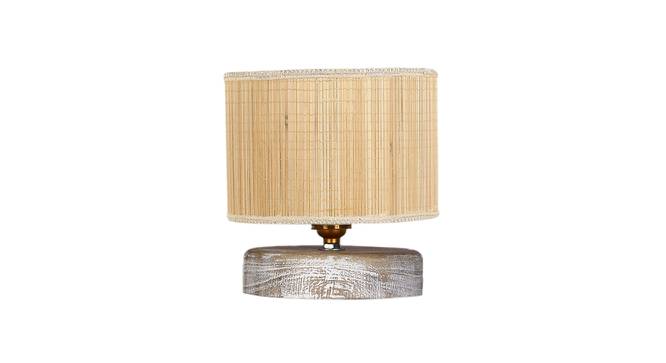 Eliana Off-White Cotton Table Lamp With White Brushed Wood Base (White) by Urban Ladder - Front View Design 1 - 735900