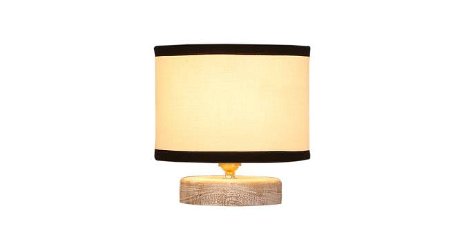 Avery White & Black Cotton Table Lamp With White Brushed Wood Base by Urban Ladder - Design 1 Side View - 735954