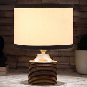 devansh Asa White & Black Cotton Table Lamp With Natural Wood Base-picture-16