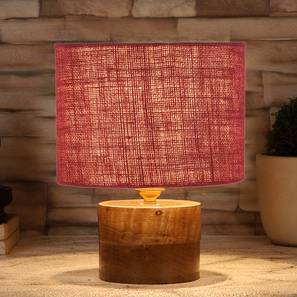 Table Lamps In Thane Design Daiva Maroon Jute Table Lamp With Natural Wood Base (Maroon)