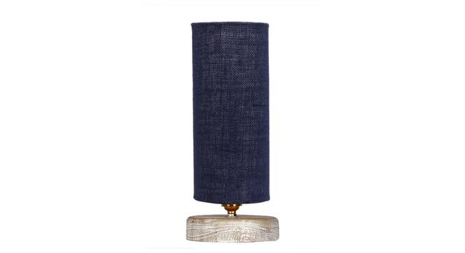 Walter Blue Jute Table Lamp With White Brushed Wood Base (Blue) by Urban Ladder - Front View Design 1 - 736020