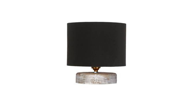 Mia Black Cotton Table Lamp With White Brushed Wood Base (Black) by Urban Ladder - Front View Design 1 - 736021