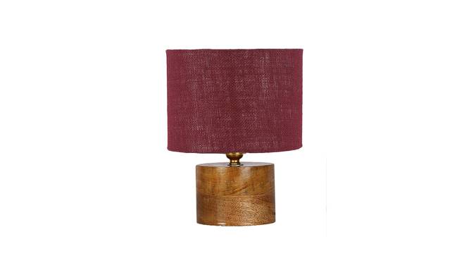 Daiva Maroon Jute Table Lamp With Natural Wood Base (Maroon) by Urban Ladder - Front View Design 1 - 736029