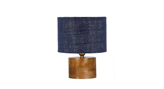 Damia Blue Jute Table Lamp With Natural Wood Base (Blue) by Urban Ladder - Front View Design 1 - 736030