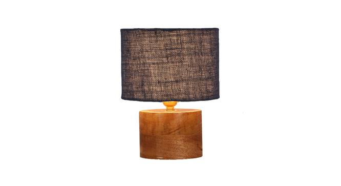 Damia Blue Jute Table Lamp With Natural Wood Base (Blue) by Urban Ladder - Design 1 Side View - 736068