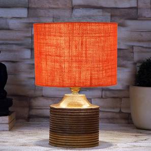 Table Lamps In Pune Design Circe Orange Jute Table Lamp with Natural Wood Base (Orange)