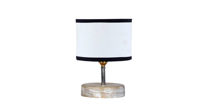 Rocco White & Black Cotton Table Lamp With White Brushed Wood Base by Urban Ladder - Front View Design 1 - 736160