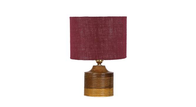 Millie Maroon Jute Table Lamp With Natural Wood Base (Maroon) by Urban Ladder - Front View Design 1 - 736165