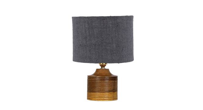 Clarice Grey Jute Table Lamp With Natural Wood Base (Grey) by Urban Ladder - Front View Design 1 - 736175