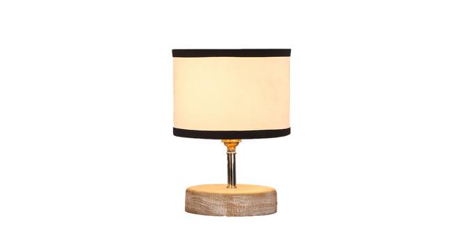 Rocco White & Black Cotton Table Lamp With White Brushed Wood Base by Urban Ladder - Design 1 Side View - 736198