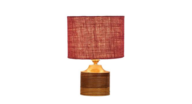 Millie Maroon Jute Table Lamp With Natural Wood Base (Maroon) by Urban Ladder - Design 1 Side View - 736203