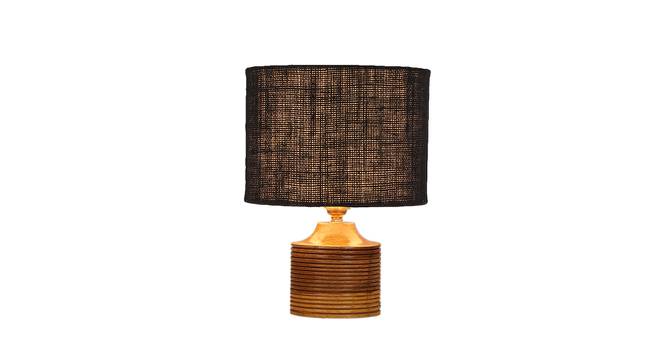 Cinderella Black Jute Table Lamp With Natural Wood Base (Black) by Urban Ladder - Design 1 Side View - 736210